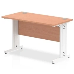 Image of Impulse 1200 x 600mm Straight Desk Beech Top White Cable Managed Leg