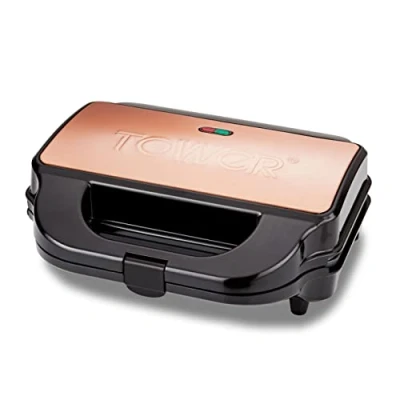 Image of Tower T27032RG 3 in 1 Deep Filled Snack Maker with Non Stick Coated Plate and Automatic Temperature Control, 900W, Rose Gold