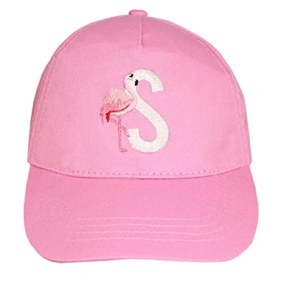 Image of TeddyTs Personalised Children&#039;s Pink Flamingo Initial Design Baseball Cap (5 10 Years)