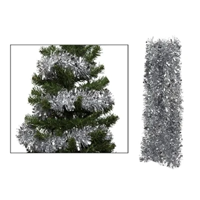 Image of Simply Products 4M Chunky/Fine Cut Christmas Tinsel Garland Decoration (Silver)