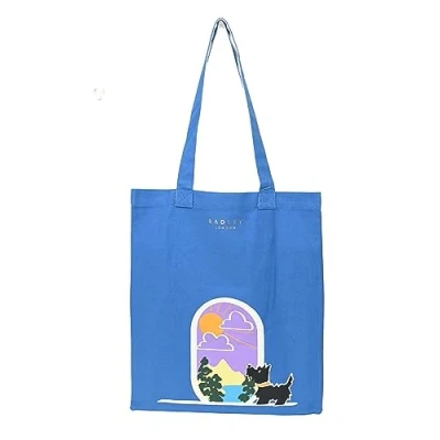 Image of RADLEY London Womens Room with a View Responsible Cotton Medium Tote Shoulder Bag in Atlantic Blue