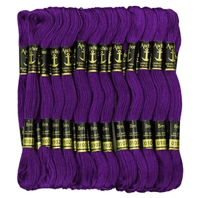 Image of 25 x Anchor Cross Stitch Hand Embroidery Floss Stranded Cotton Thread Skeins Purple