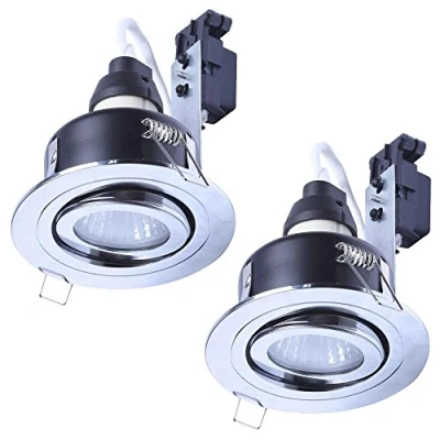 Image of LITECRAFT Recessed Downlight IP65 Rated Tiltable Spotlight (Polished Chrome, Pack of 2)