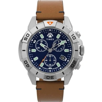 Image of Timex Ridge Chrono Mens Brown Watch TW2W16300 Leather (archived) One Size
