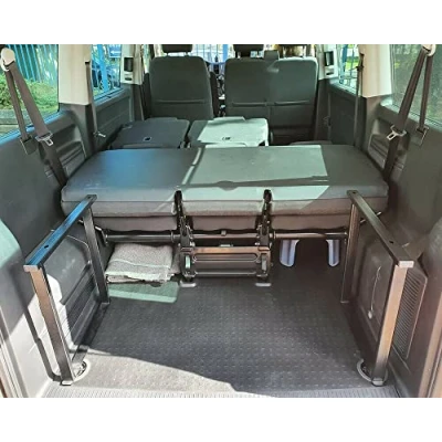 Image of BREMER SITZBEZÜGE Powder Coated Multiflex Board Console Compatible with VW T5 T6 T6.1 Transporter Caravelle Black Consoles / Accessories Bed Extension/Height 51 cm/Pack of 2 in TSP