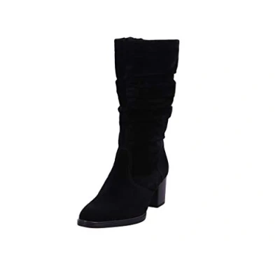 Image of Gabor Ramona Calf Length Boots 6.5 UK Black Suede