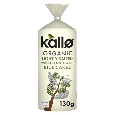 Image of Kallo Organic Lightly Salted Rice Cakes, Wholegrain Slices, Low Fat Healthy Snacks, Vegan Friendly, Gluten Free &amp; Sugar with No Artificial Colours or Flavours, Multi Pack 12 x 130g