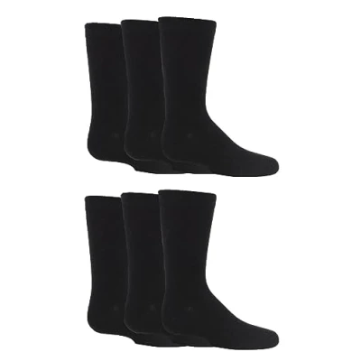 Image of SockShop Kids Bamboo School Socks Boys Girls Plain Striped Breathable, Soft, Cooling Comfort Cuff Smooth Toe Seams 6 Pairs Black 9 12 (4 7 Years)
