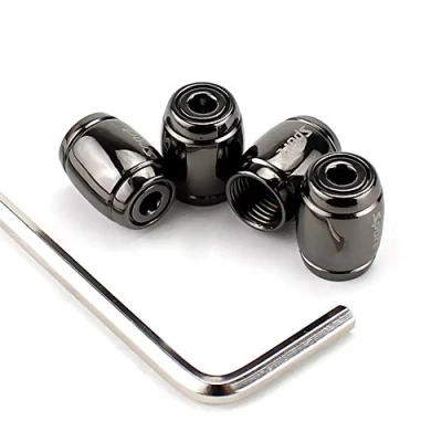 Image of 4Pcs Anti Theft Valve Caps, Tire Tyre Wheel Car Auto Caps Universal Moto Bike Stem Dust Covers (Barrel/Black)