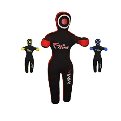Image of FNine MMA Grappling Dummy, for Judo, Wrestling, Brazilian Jiu Jitsu, Submission and Throwing UNFILLED Canvas Bag (Black Red, 70&quot;)