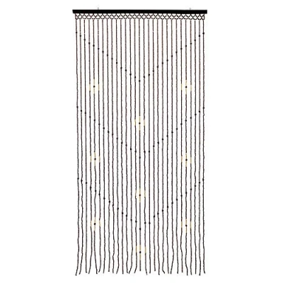 Image of JVL Tuscany Hanging Arrows Wooden Beaded Door Curtain Screen, 90cm x 180 cm, Multi, 90 180cm approx