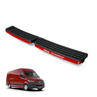 Image of Rhino Access Step for Mercedes Sprinter 2018+ Van Rear Safety Without Reverse Sensors (Black)