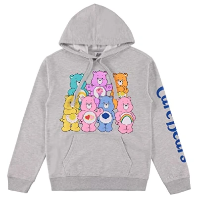 Image of Care Bears Ladies Hoodie Sweatshirt Classic Clothing Cheer Friend Funshine Good Luck Sweatshirt, Heather Grey, S