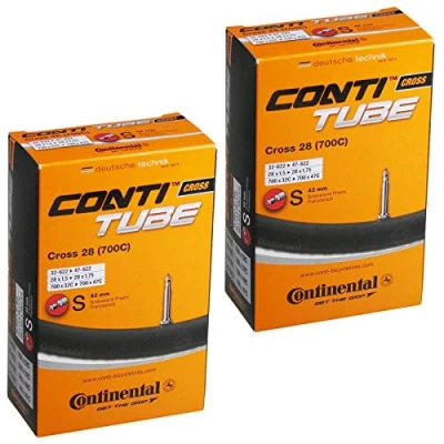 Image of Continental Cross 28 700 x 32 42c Bike Inner Tubes Presta 42mm Valve (Pair),Black