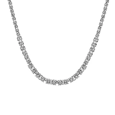 Image of Tuscany Silver Women&#039;s Sterling Rhodium Plated 3.5mm 6mm Graduated Byzantine Chain Necklace 46cm/18&#039;