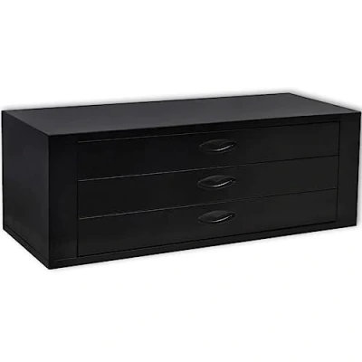 Image of vidaXL Steel Tool Chest 3 Drawers Ball Bearing Runners Industrial Black Metal Design Ample Storage Space