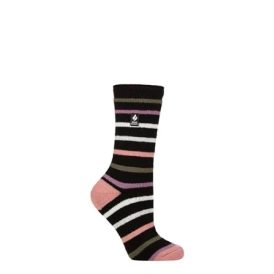 Image of Women&#039;s 1 Pair SOCKSHOP Heat Holders 1.6 TOG Lite Patterned and Striped Socks Annika Black 4 8