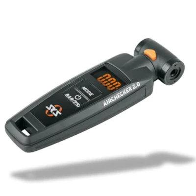 Image of SKS GERMANY AIRCHECKER (AV / SV) 2nd generation compressed air tester for bikes (high measuring accuracy, valve connection: AV &amp; SV, digital illuminated display, pressure release button), Black