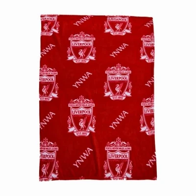 Image of Liverpool FC Character World Official Fleece Throw Blanket Super Soft, Football YNWA Design Warm Soft Feel Red Perfect for Home, Bedroom, Sleepovers &amp; Camping