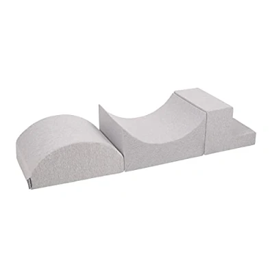 Image of KiddyMoon Foam Playground For Kids Obstacle Course Children Montessori Toy Babies Soft Construction Blocks Element, Halfshaft/Ramp/Step, Made In The EU, Lightgrey