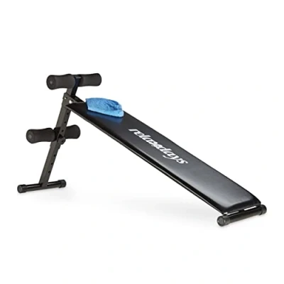 Image of Relaxdays Unisex Adult Sit Up Bench Abdominal Trainer, Foldable, 5 settings, Padded Leg Supports, Back Training Bench, Black Black, M