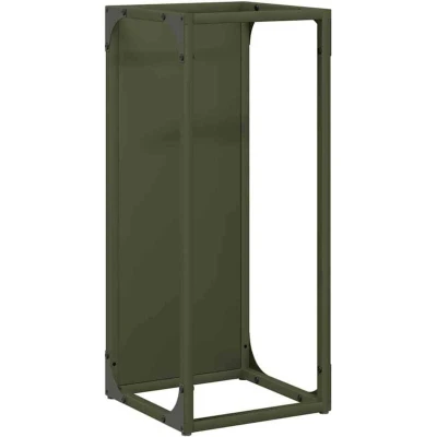 Image of vidaXL Firewood Rack Olive Green 25x25x60 cm Cold rolled steel