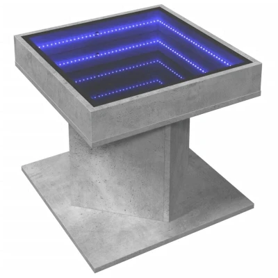Image of vidaXL Coffee Table with LED Concrete Grey 50x50x45 cm Engineered Wood