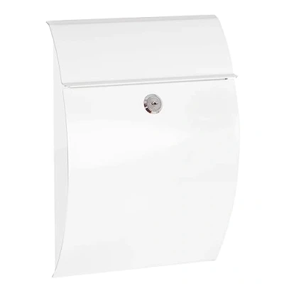 Image of ARREGUI Galan E5961 Galvanised Steel Letterbox Size S (DIN A5 Post) Small Wall Letter Box for Outdoor Use with Protective Flap Post Easy Assembly White