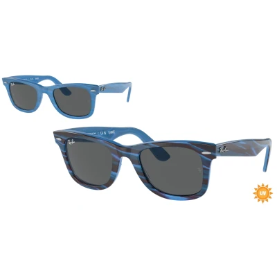 Image of Ray Ban Unisex RB2140 WAYFARER 1409B1 Sunglasses Acetate Blue Grey Squared Normal