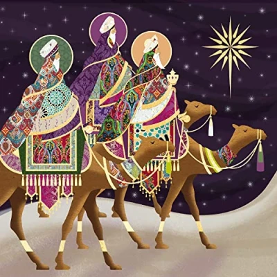 Image of Museums &amp; Galleries Charity Christmas Cards Three Kings Following The Star Eco Friendly Recyclable Pack of 5