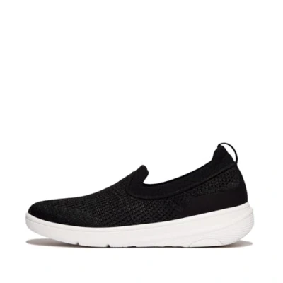 Image of Fitflop Women&#039;s Super Q Knit Slip ONS Sneaker, Black, 7 UK
