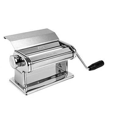 Image of Marcato Pasta Machine, Maker, Roller for Handmade Pasta, Made in Italy, Chromed Steel, Lasagna and Baked Goods. Model: Atlas 180 Slide