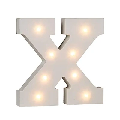 Image of OOTB Illuminated Letter X Light with 8 LED, Wood, 1 W, White