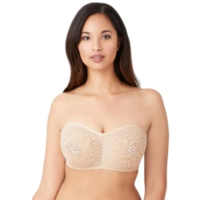 Image of Wacoal Women&#039;s Halo Lace Strapless Bra, Opaque, Naturally Nude, 40C