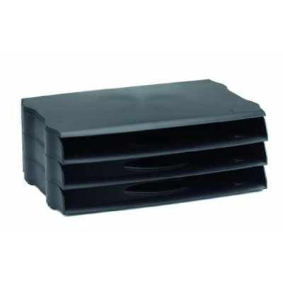 Image of Avery DR800BLK Stackable DTR Eco Wide Entry Letter Tray, 347 x 129 232 mm, Set of 3 Black