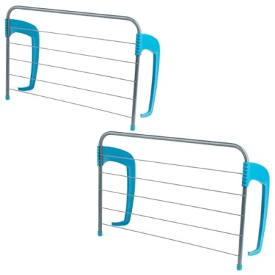 Image of Beldray COMBO 8613A 6 Bar Radiator Airer Set of 2 Drying Racks, 3M Space, Foldable Laundry Airer, Over Radiator, For Light Items, Small Clothes Horse, Adjustable Arms to Fit Most Radiators