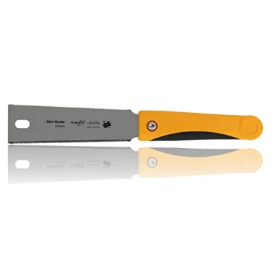 Image of Augusta Heckenrose Japanese Saw Mini Ryoba Traditional with Ergonomic 2 Component Plastic Handle Three Sided Diamond Cut Special Serration for fine cuts in Wood