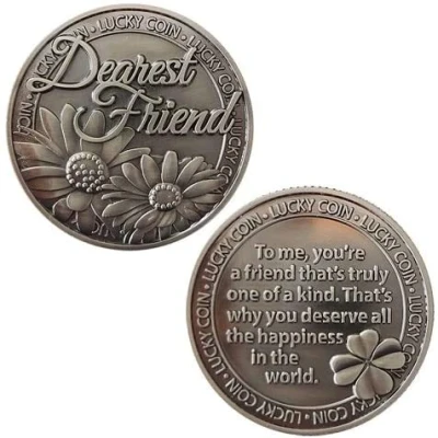Image of B4E Lucky Coin Sentimental Good Luck Coins Engraved Message Keepsake Gift Set Charm (Dearest Friend)