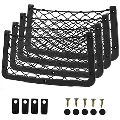 Image of 4 Pcs Car Storage Net Bag, Nets Pocket, Elastic Bag with Plastic Frame, Auto Mesh Pocket for Caravan Motorhome Boat
