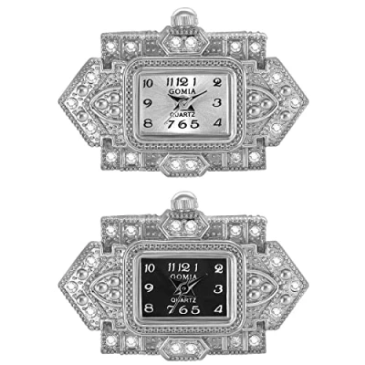 Image of JewelryWe Novelty Finger Watch Silver Gold Plated Adjustable Ring Square Dial Quartz Rings, for Mothers Day