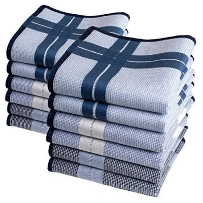 Image of merrysquare Traditionnal Men&#039;s Handkerchiefs Hamilton Model Large Size 16&quot; square 12 units 100% cotton