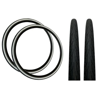 Image of PAIR Baldy&#039;s 700 x 28c WHITE WALL Racing Bike Slick Road Tyres