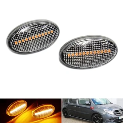 Image of RZG 2x Clear Lens Side Indicator Amber LED Marker Repeater Light For MB W168 Citan 415 Vito V Class W639 W447 Fortwo 450