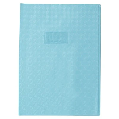 Image of Clairefontaine Ref 72222C Calligraphe PVC Exercise Book Protector Cover A4 (210 x 297mm) in Size, Label Holder for Easy Identification, Diamond Effect Clear Blue Colour