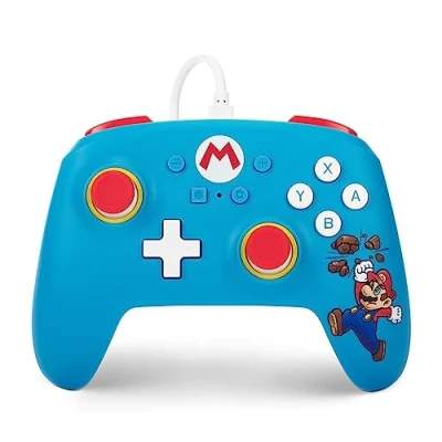 Image of PowerA Wired Controller for Nintendo Switch OLED Model, and Lite Brick Breaker Mario, Gamepad, Game Controller, Officially Licensed