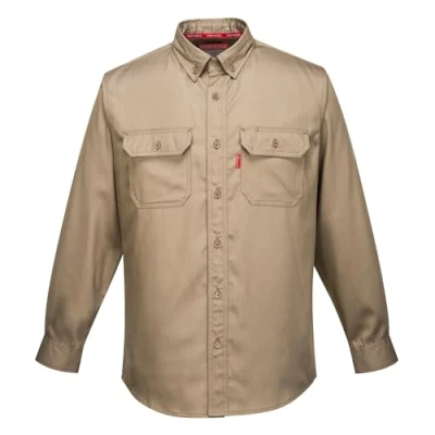 Image of Portwest Bizflame 88/12 FR Shirt, Size: 4XL, Colour: Khaki, FR89KHR4XL