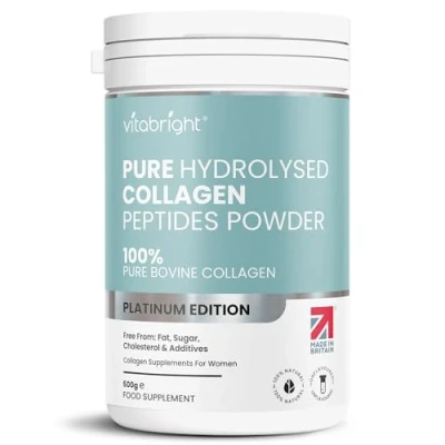 Image of Collagen Powder for Women &amp; Men 500g, 50 Servings Highly Bioavailable Hydrolyzed Collagen, Pure Peptides High Strength Supplements Women. VitaBright Bovine