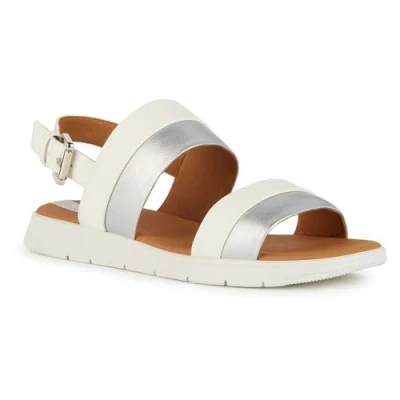 Image of Geox Women&#039;s D Dandra A Slide Sandal, White Silver, 5 UK