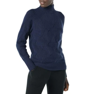 Image of Amazon Essentials Women&#039;s Soft Touch Funnel Neck Cable Jumper, Navy, XS