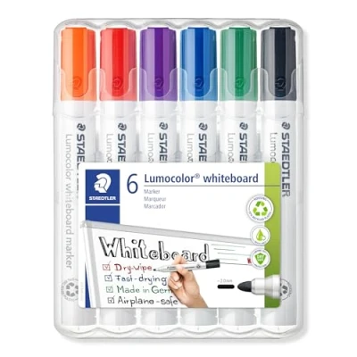 Image of STAEDTLER 351 WP6 Lumocolor Whiteboard Marker Bullet Tip Assorted Colours (Pack of 6)